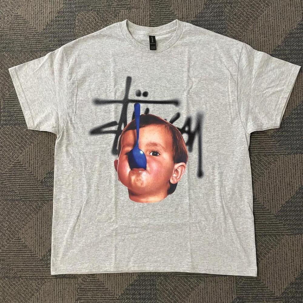 White Stussy X Baby Tee Not Baby Tee